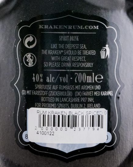 Rum Kraken Black Spiced Edição Limitada (garrafa em cerâmica cinzenta)