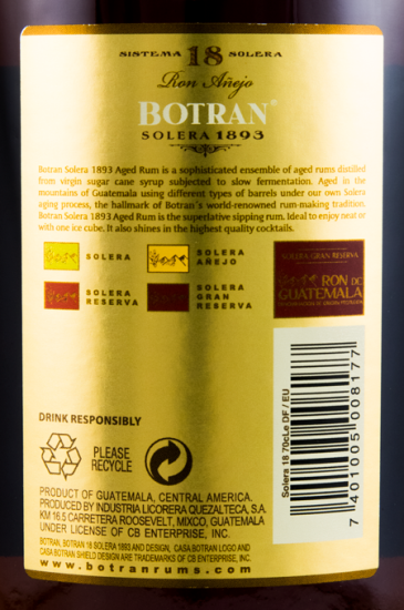Rum Botran Sistema Solera 18 years