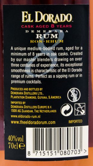 Rum El Dorado 8 anos