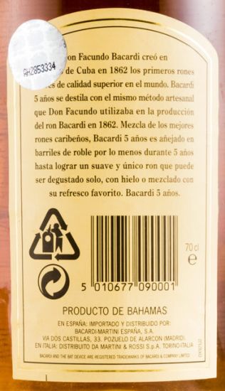 Rum Bacardi 5 years Anejo Superior