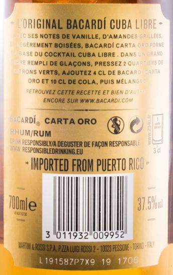 Rum Bacardí Carta Oro
