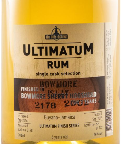 Rum Ultimatum 3 years Single C. Guyana Jamaica Bowmore Sherry Hogshead