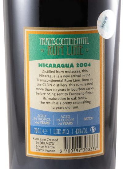2004 Rum Transcontinental Nicarágua c/2 Copos Rum Line