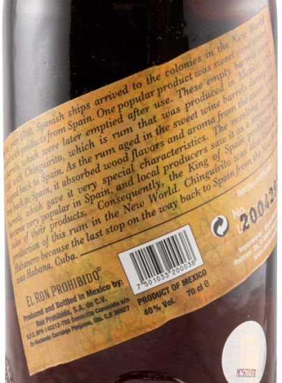 Rum El Ron Prohibido Solera Blended 12 anos