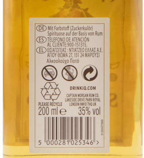 Flask Rum Captain Morgan Spiced Gold 20cl