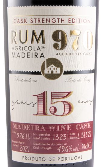Rum Agrícola da Madeira 970 Cask Strength 15 years 49.6%