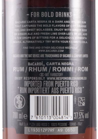 Rum Bacardi Carta Negra Superior Black 37.5%