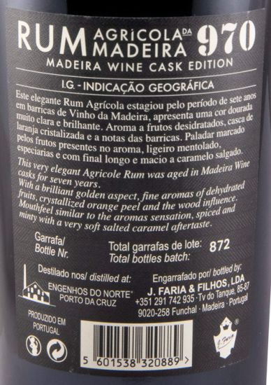 Rum Agrícola da Madeira 970 Madeira Wine Cask Edition 52.3%