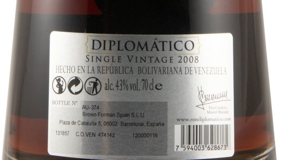 2008 Rum Diplomático Vintage