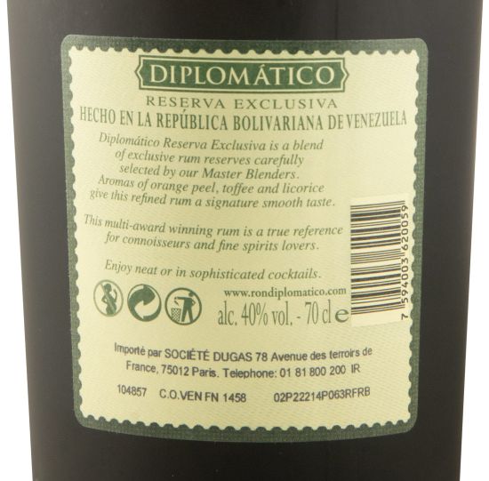 Rum Diplomático Reserva Exclusiva c/2 Copos