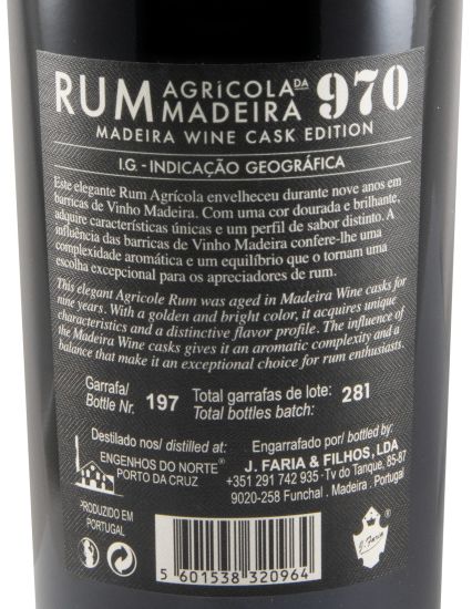 Rum Agrícola da Madeira 970 Madeira Wine Cask 51.8%