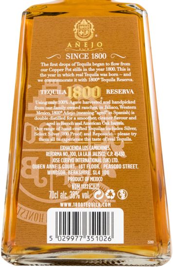 Tequila 1800 Reserva Añejo 100% Agave