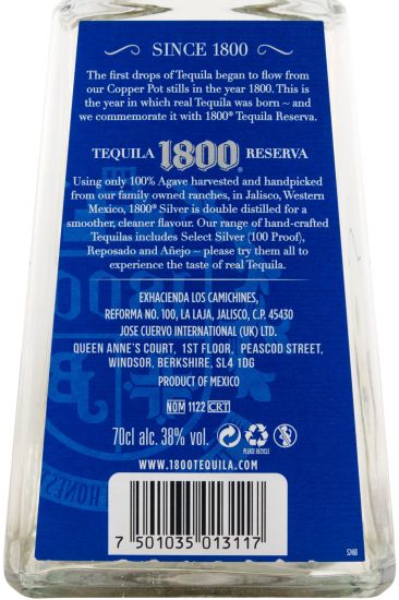 Tequila 1800 Silver (rótulo antigo)