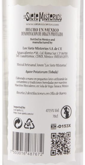 Mezcal Siete Misterios Tobalá