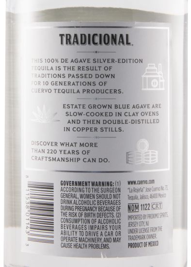 Tequila Jose Cuervo 100% Agave Silver Tradicional 1L