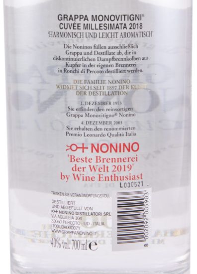 2018 Grappa Nonino Millesimata Cuvée