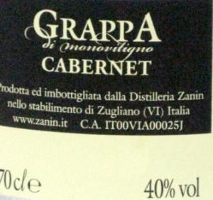 Grappa di Cabernet Zanin