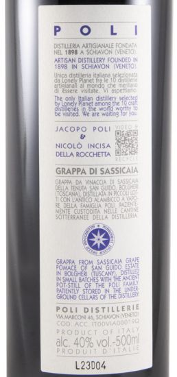 Grappa Jacopo Poli Sassicaia di Bolgheri 50cl