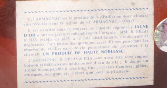 Armangac B. Gelas et Fils Vieille Fine Armagnac Reserve