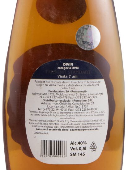 Aguardente Czarski Standart Ctahoapt 7 anos 50cl