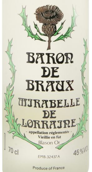 Aguardente Baron de Braux Mirabelle de Lorraine