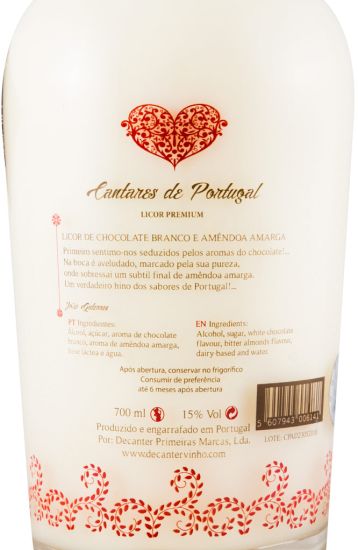 Licor Chocolate Branco e Amêndoa Amarga Cantares de Portugal