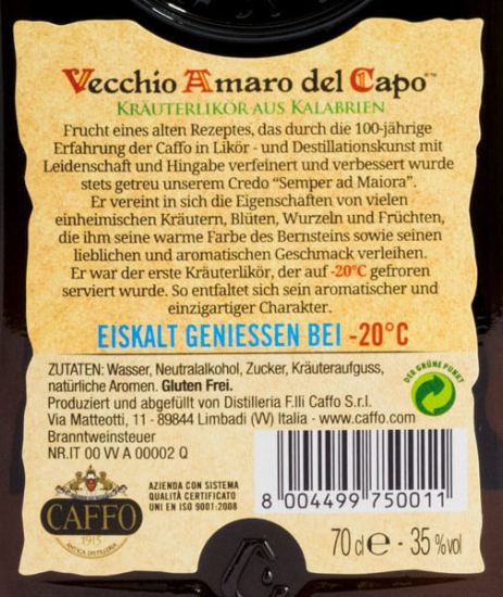 Liqueur Vecchio Amaro del Capo