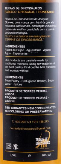 Licor de Pastel de Feijão Terras de Dinossauros 50cl