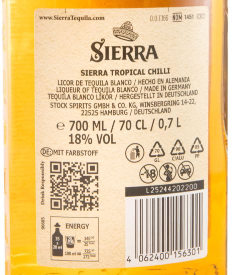 Tequila Liqueur Sierra Tropical Chilli
