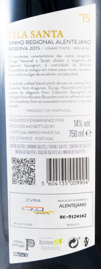 2015 João Portugal Ramos Vila Santa Reserva tinto