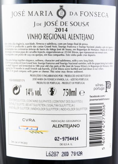 2014 José Maria da Fonseca J de José de Sousa red