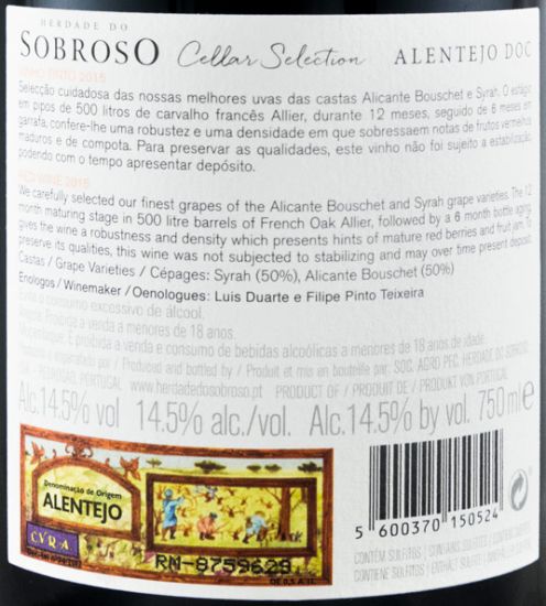 2015 Herdade do Sobroso Cellar Selection red