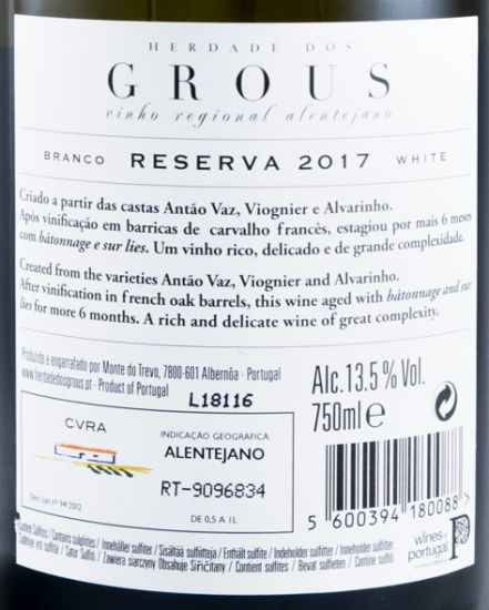 2017 Herdade dos Grous Reserva white