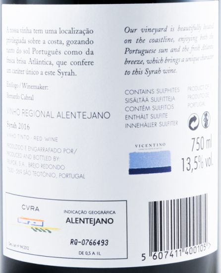 2016 Vicentino Syrah tinto