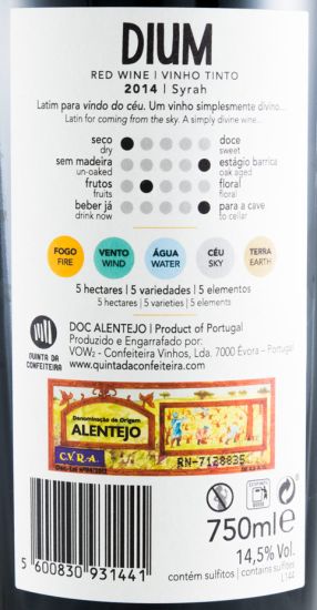 2014 Quinta da Confeiteira Dium red