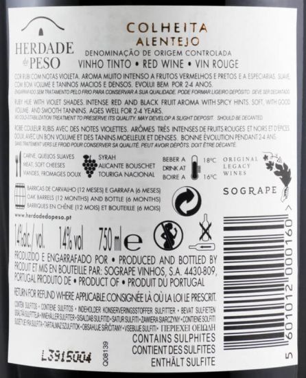 2016 Herdade do Peso Colheita red