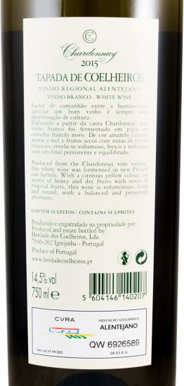 2015 Tapada de Coelheiros Chardonnay white