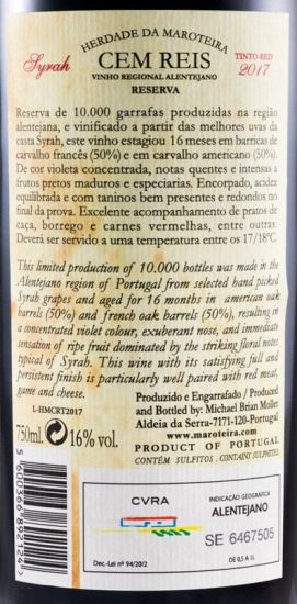 2017 Herdade da Maroteira Cem Reis Syrah Reserva tinto