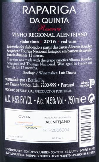 2016 Rapariga da Quinta Reserva tinto
