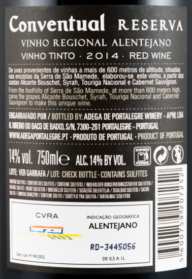 2014 Conventual Reserva tinto