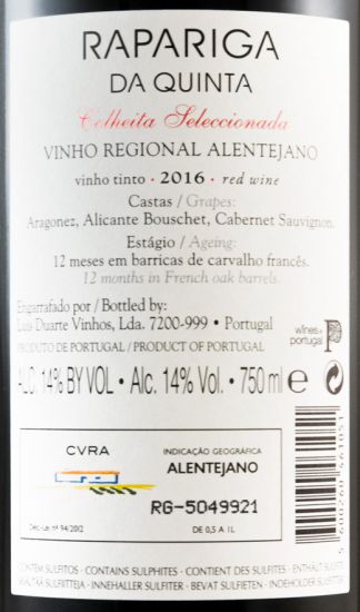 2016 Rapariga da Quinta Colheita Seleccionada red