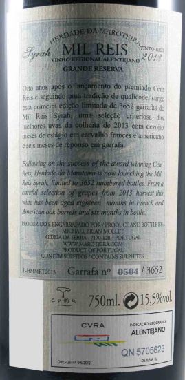 2013 Herdade da Maroteira Mil Reis Grande Reserva Syrah tinto