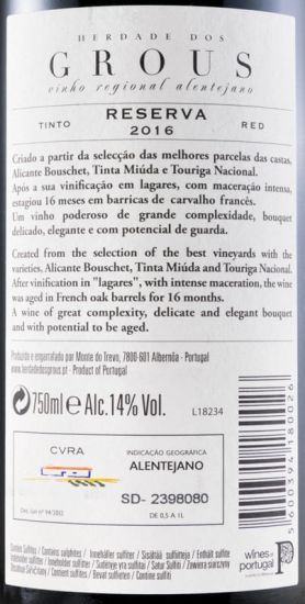 2016 Herdade dos Grous Reserva tinto