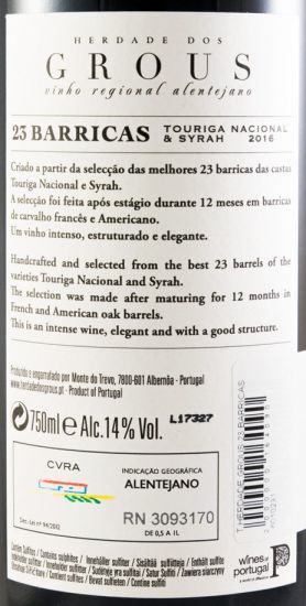2016 Herdade dos Grous 23 Barricas red