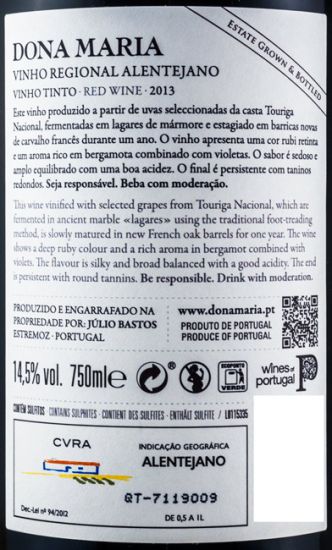 2013 Júlio Bastos Dona Maria Touriga Nacional tinto