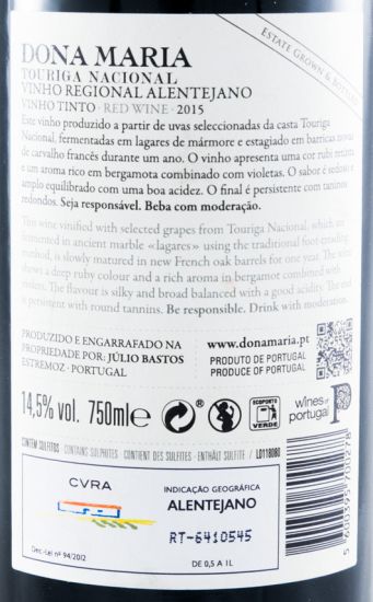 2015 Júlio Bastos Dona Maria Touriga Nacional tinto