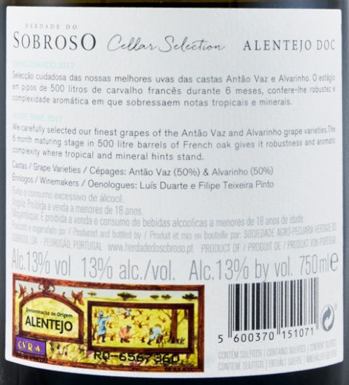 2017 Herdade do Sobroso Cellar Selection branco