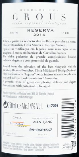2015 Herdade dos Grous Reserva red