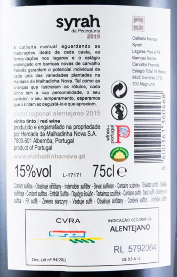2015 Monte da Peceguina Syrah tinto