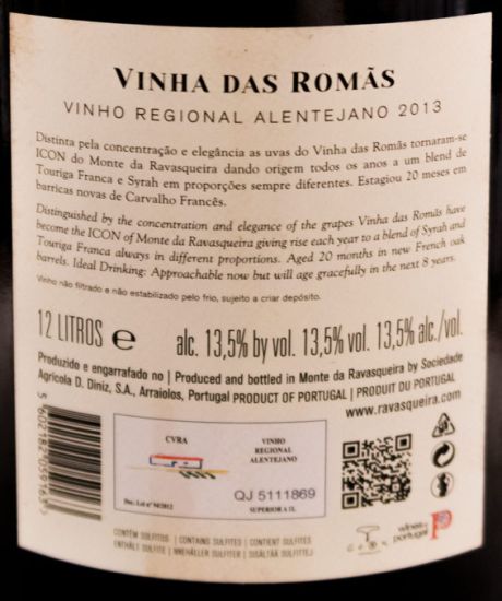 2013 Monte da Ravasqueira Vinha das Romãs tinto 12L